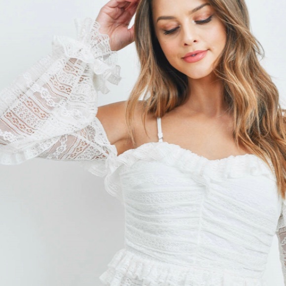 Chic White Fringe Off Shoulder Boho Tier Lace Evening Wedding Prom Cocktal Dress - Picture 2 of 5